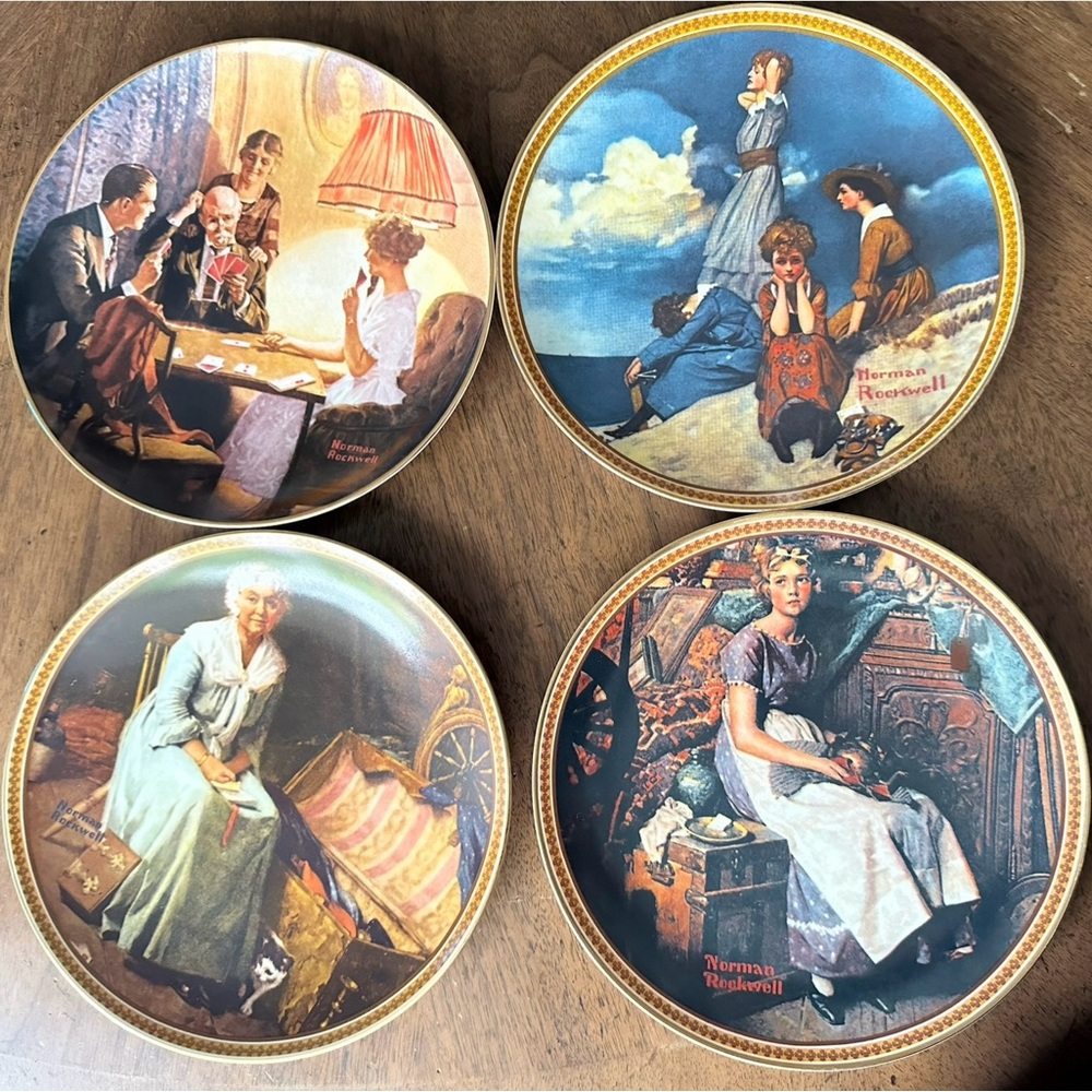 Set of 4 Norman Rockwell Knowles collectors plates